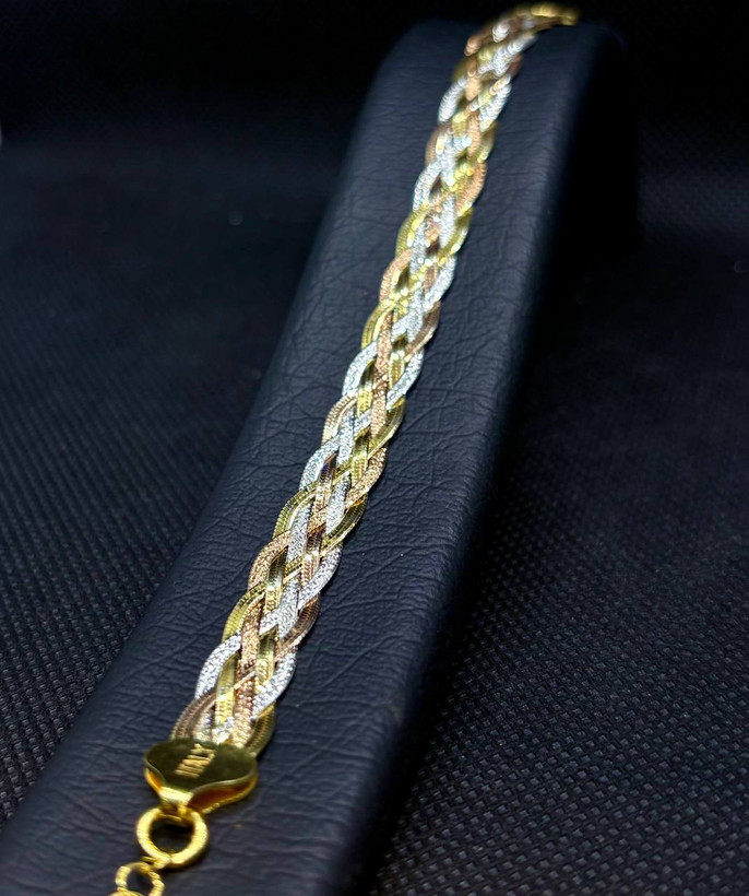 دستبند نقره زنانه بافت ایتالیایی 6 رج شنی دو رو