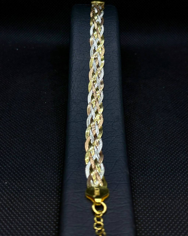 دستبند نقره زنانه بافت ایتالیایی 6 رج شنی دو رو