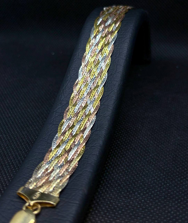 دستبند نقره زنانه بافت ایتالیایی 11 رج دو رو