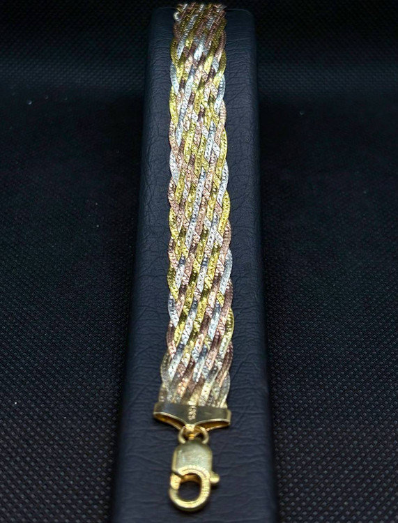 دستبند نقره زنانه بافت ایتالیایی 11 رج دو رو