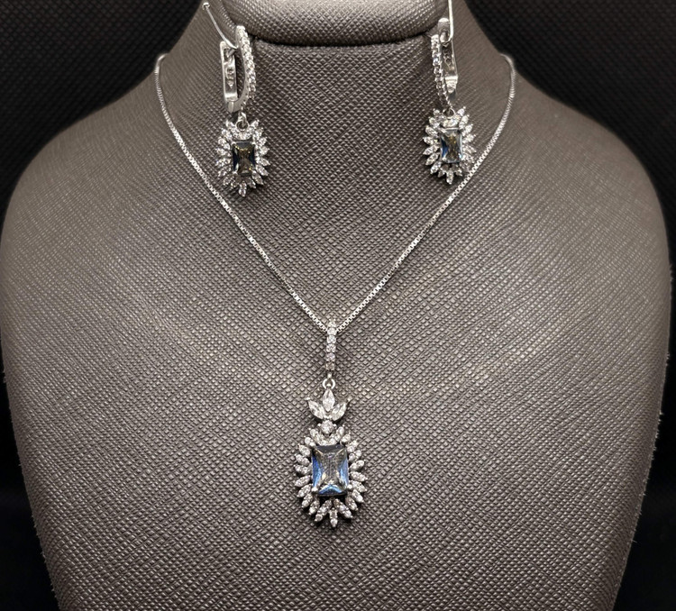 نیم ست نقره زنانه جواهری کوارتز هفت رنگ