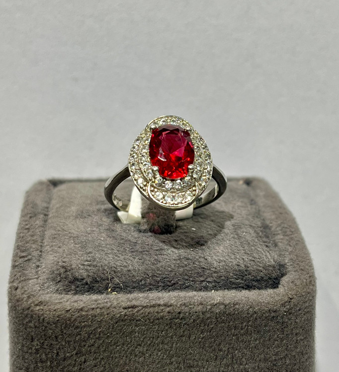 انگشتر نقره زنانه کوارتز قرمز دور نگین