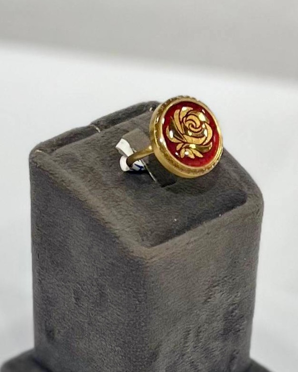 انگشتر ورق طلا عقیق سرخ رز گلد