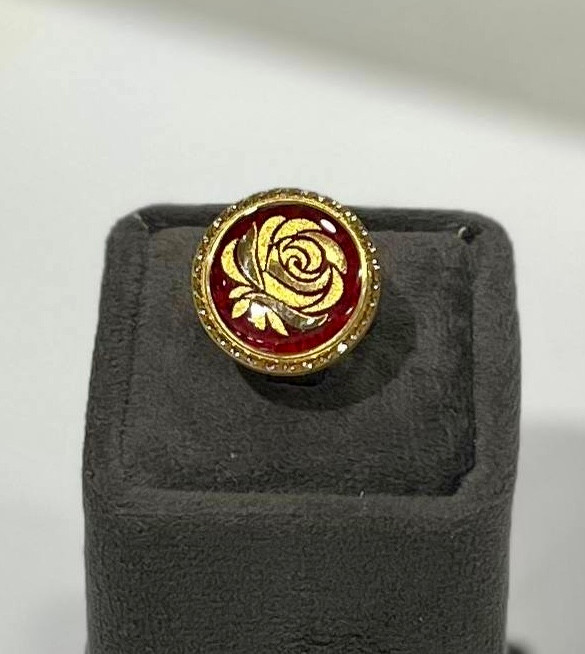 انگشتر ورق طلا عقیق سرخ رز گلد