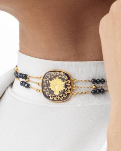 گردنبند ورق طلا زنجیر سنگ روژین