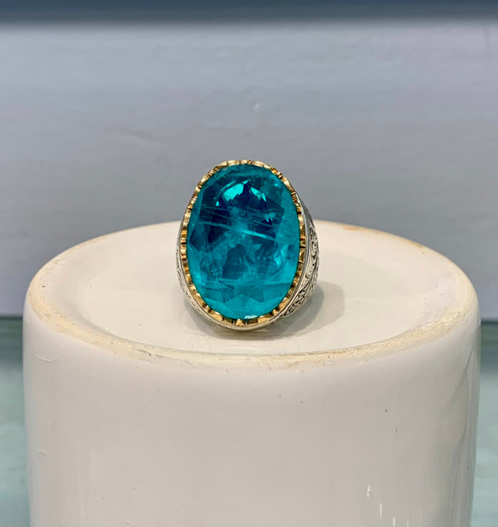 انگشتر نقره مردانه آپاتیت سبز خاص