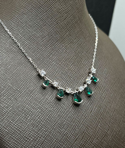 گردنبند نقره زنانه موزانایت رنگی