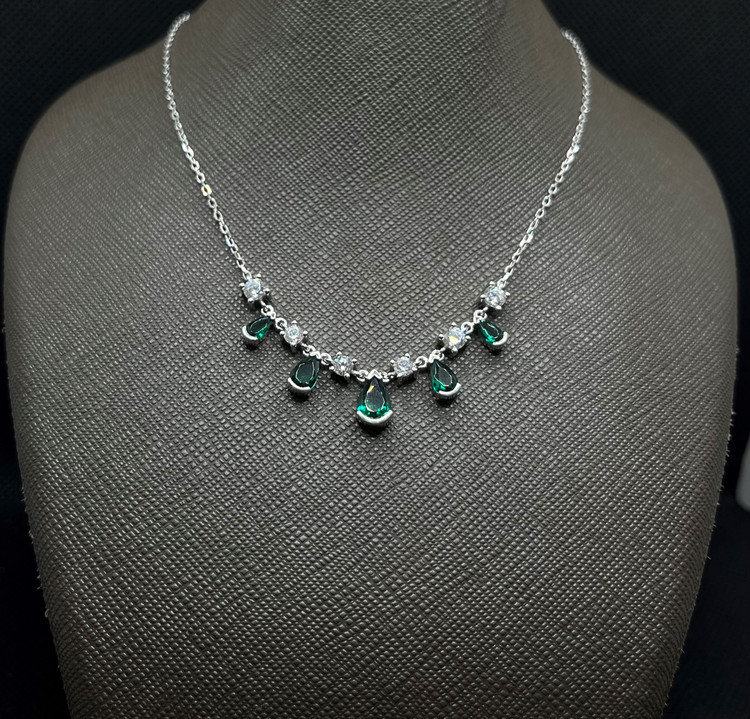 گردنبند نقره زنانه موزانایت رنگی