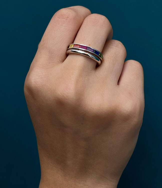 انگشتر نقره زنانه حلقه پشت حلقه نگین مارکازیت