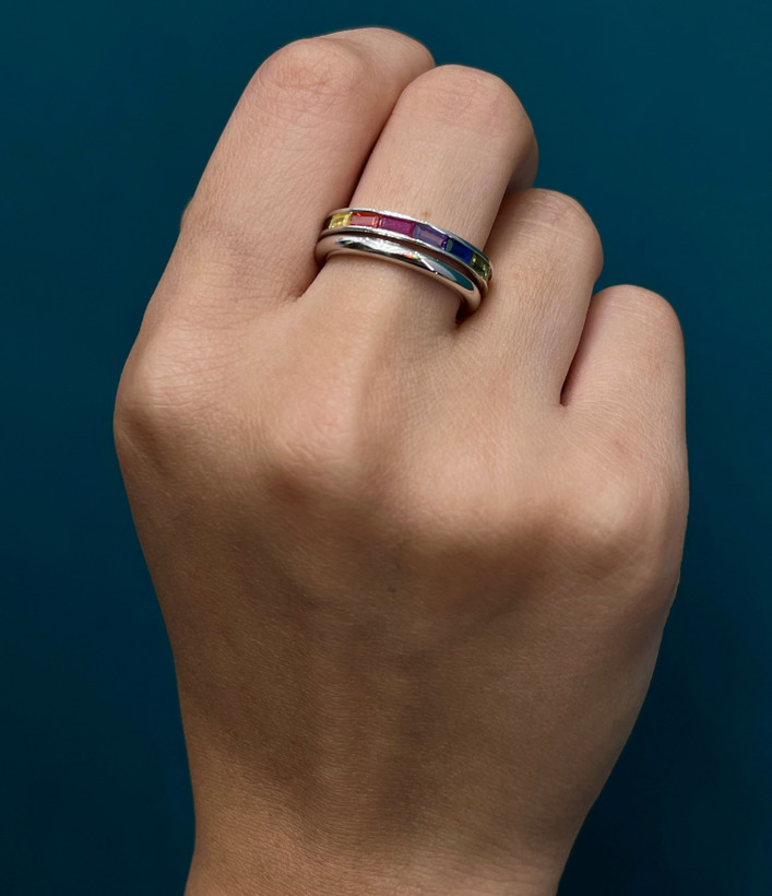 انگشتر نقره زنانه حلقه پشت حلقه نگین مارکازیت