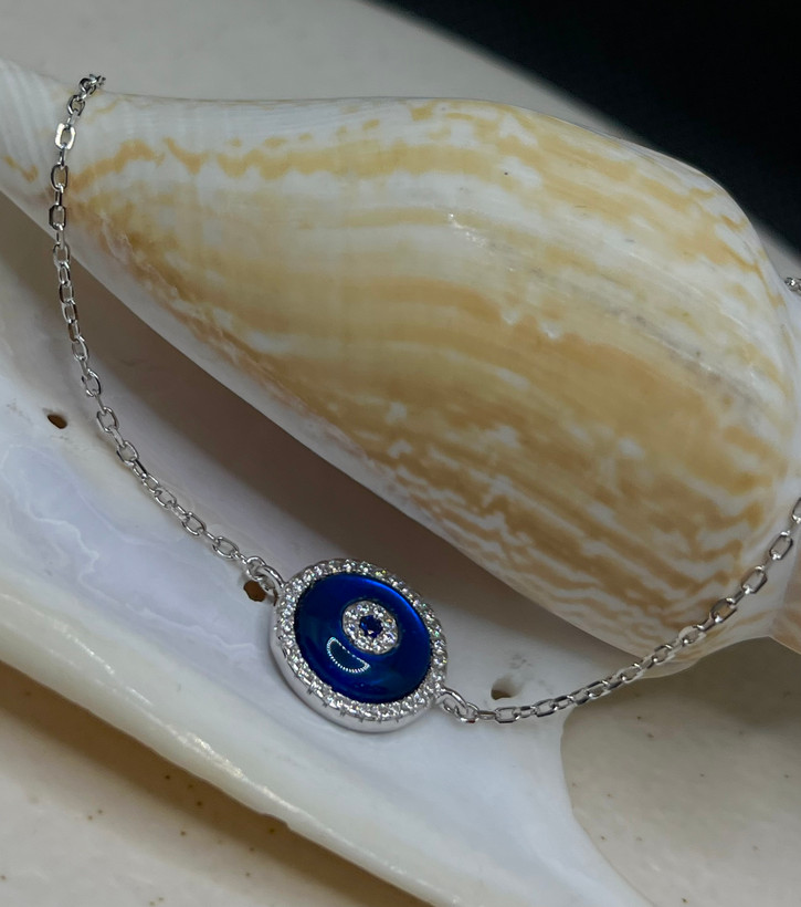 دستبند نقره زنانه چشم نظر دور نگین