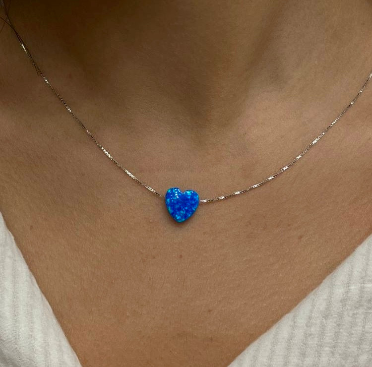 گردنبند نقره زنانه اوپال قلبی