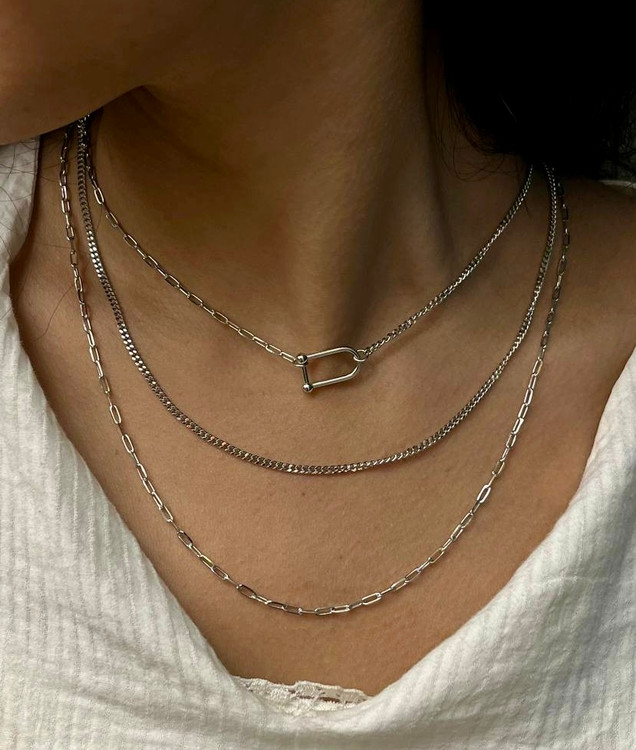 گردنبند نقره زنانه سه لاین تیفانی