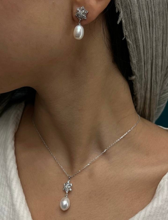 نیم ست نقره زنانه مرواریدی