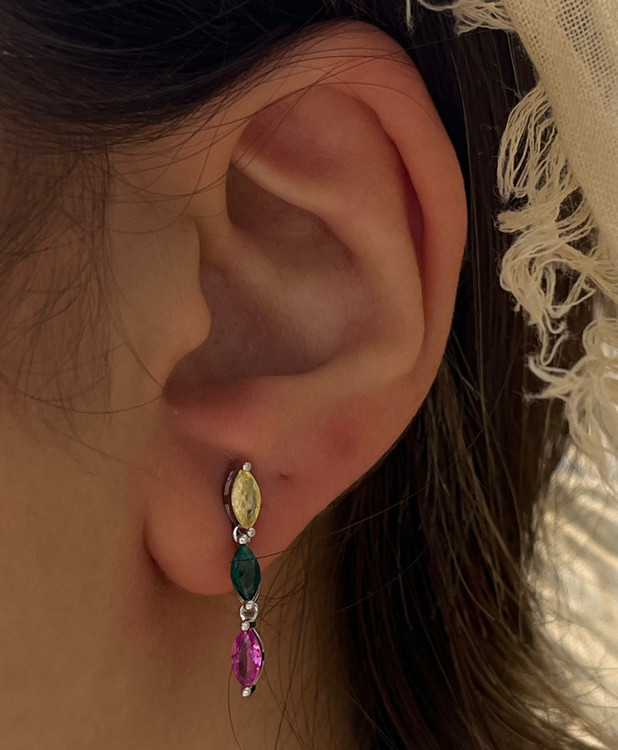 گوشواره نقره زنانه موزانایت رنگی مارکیز