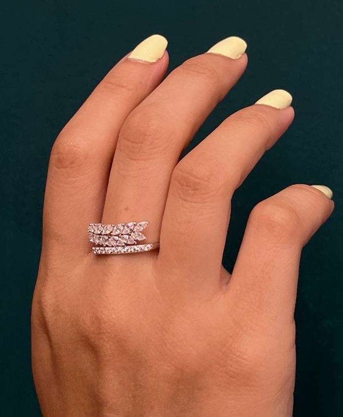 انگشتر نقره زنانه خوشه ای نگین مارکیز