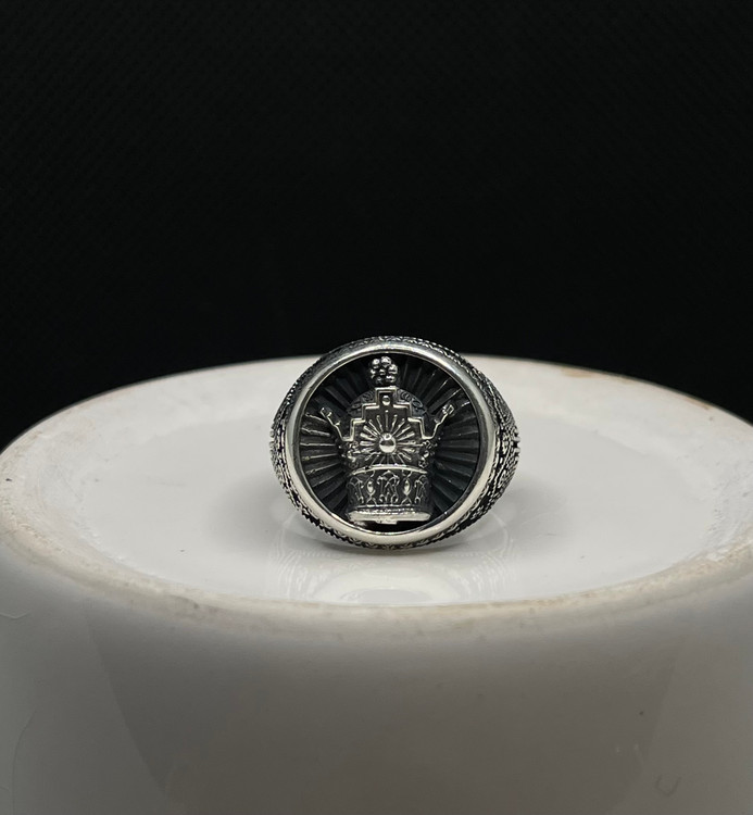 انگشتر نقره مردانه تاج سیاه قلم