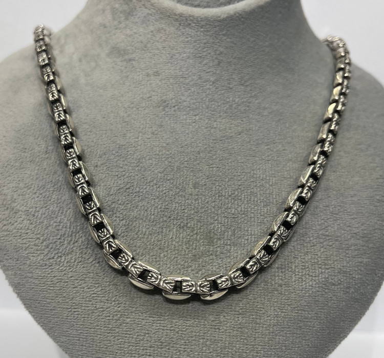 گردنبند نقره مردانه کرال پفکی سیاه قلم