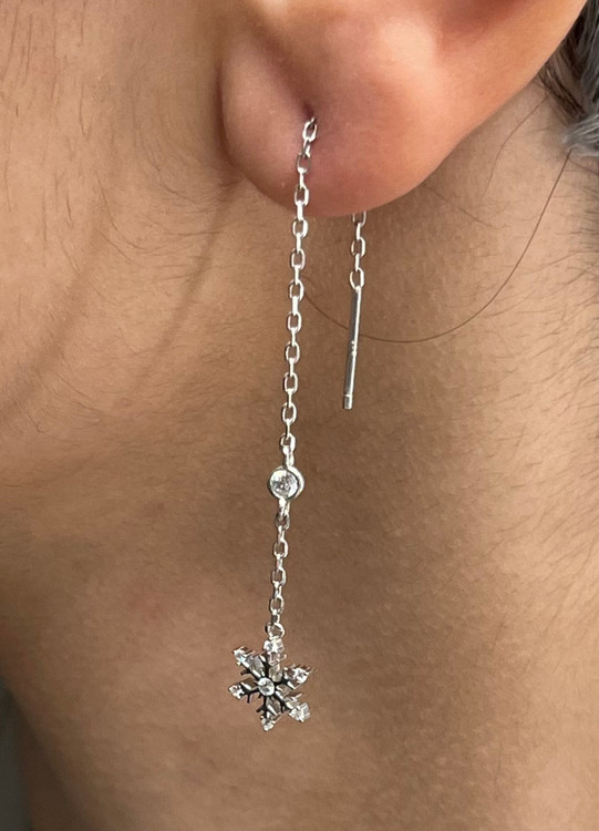 گوشواره نقره زنانه بخیه ای دونه برف