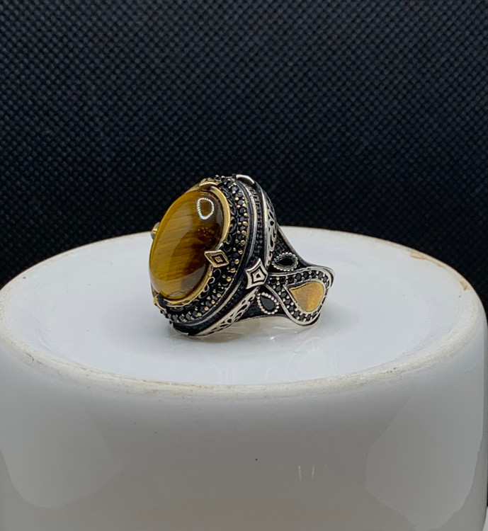 انگشتر نقره مردانه چشم ببر دامله