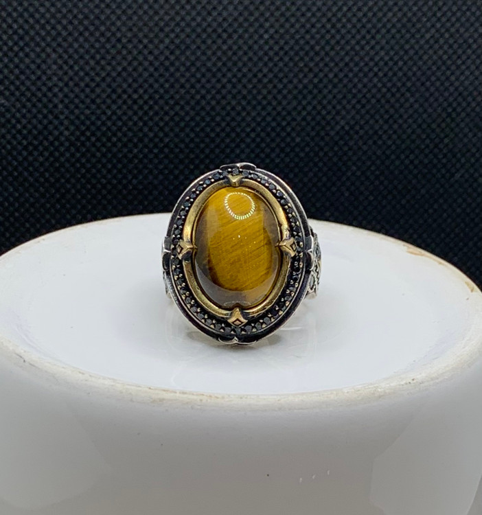 انگشتر نقره مردانه چشم ببر دامله