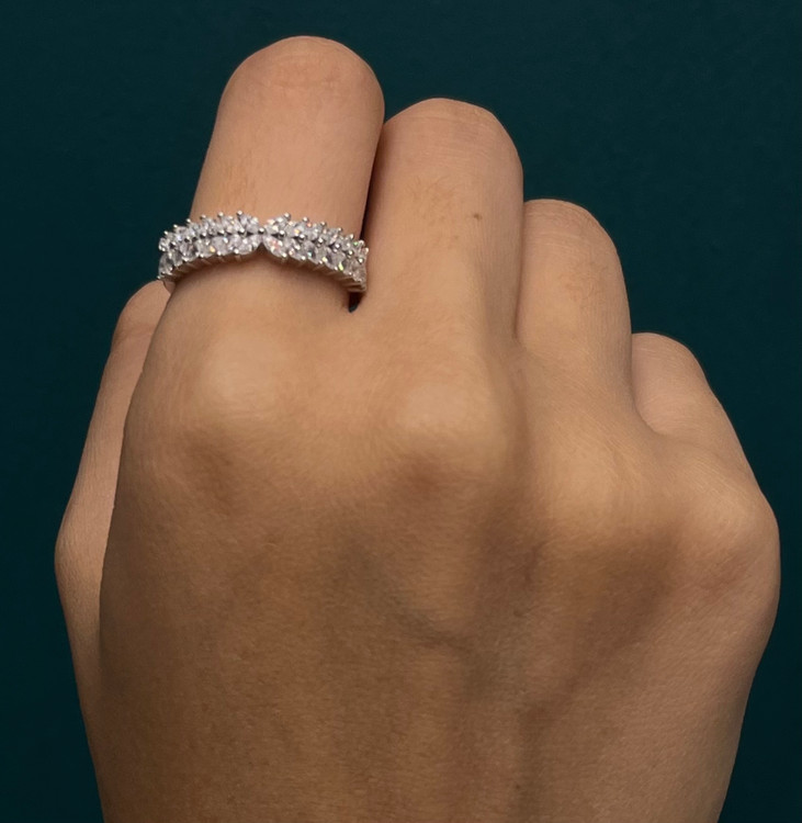 انگشتر نقره زنانه خوشه ای نگین مارکیز