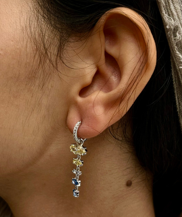 گوشواره نقره زنانه موزانایت نگین مارکیز