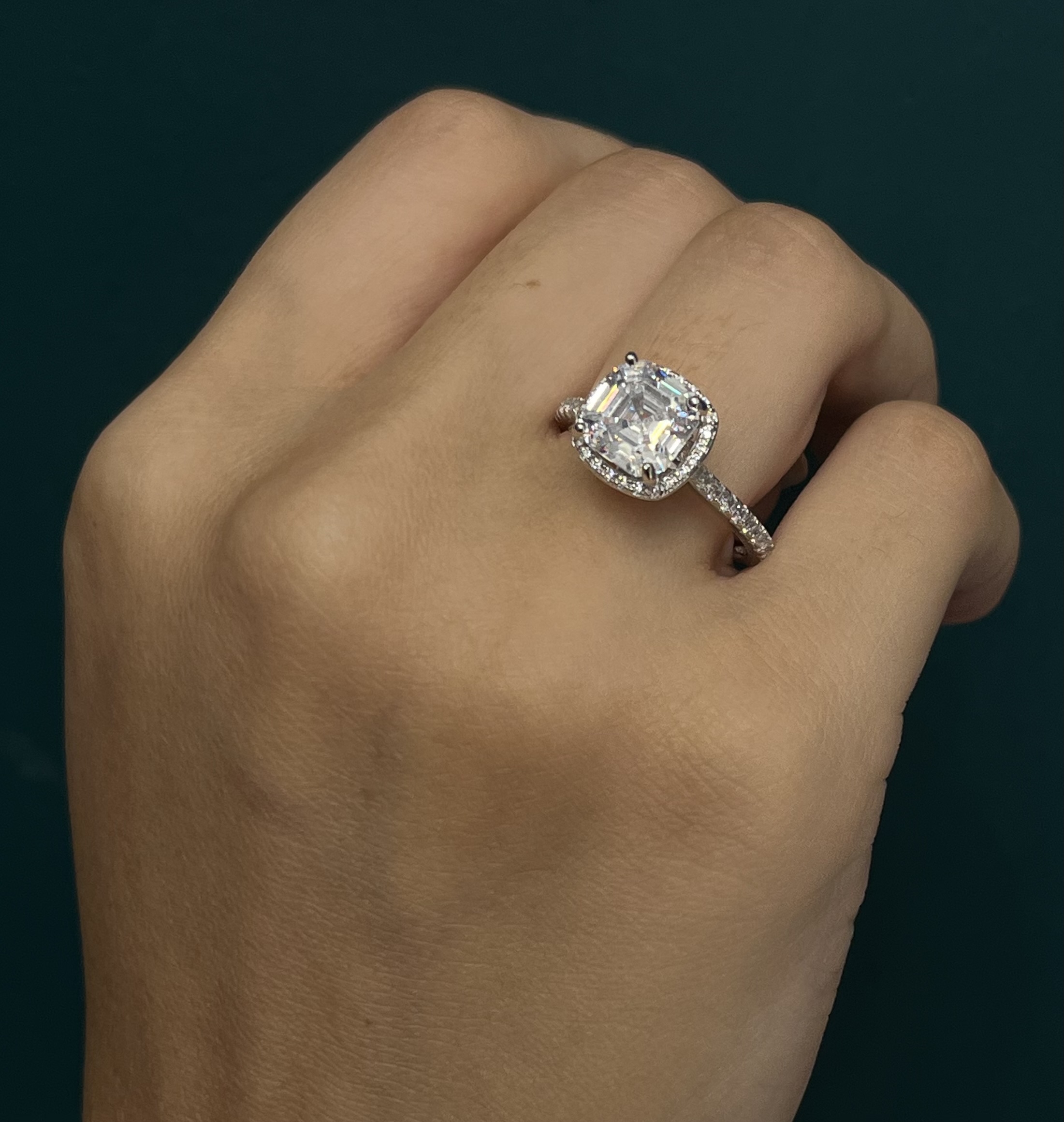 انگشتر نقره زنانه سولیتر مربعی