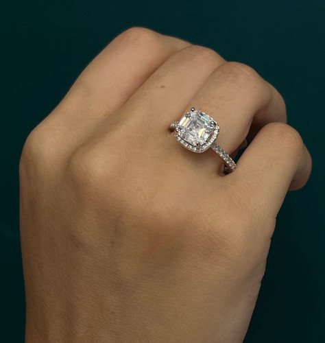 انگشتر نقره زنانه سولیتر مربعی