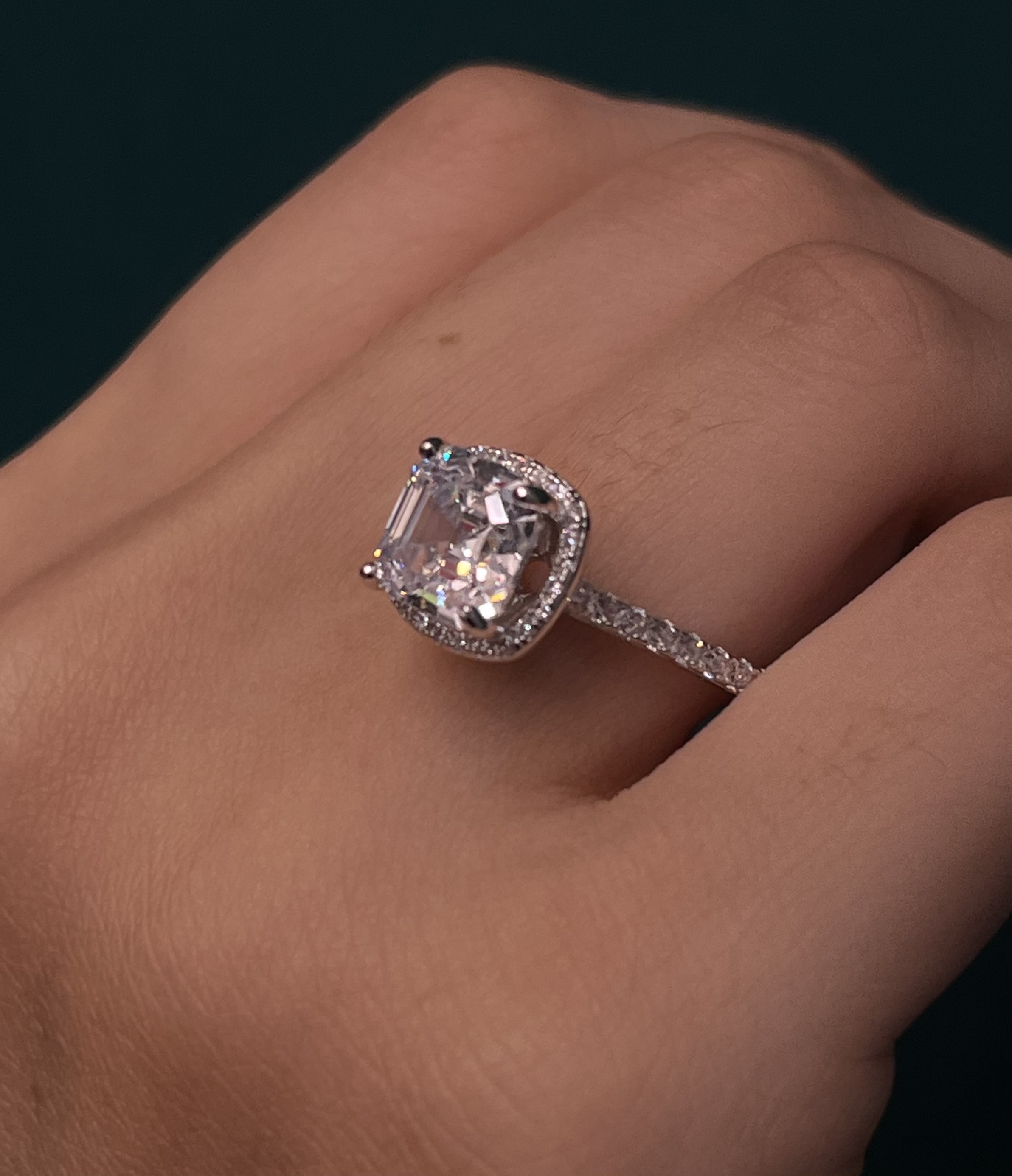 انگشتر نقره زنانه سولیتر مربعی