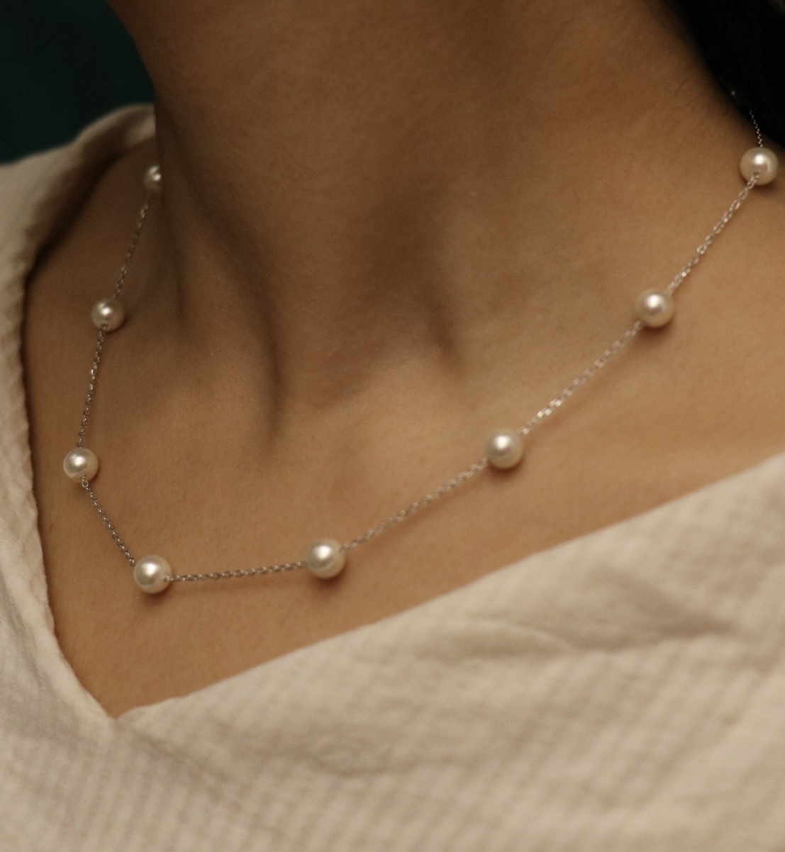 گردنبند نقره زنانه زنجیر و مروارید