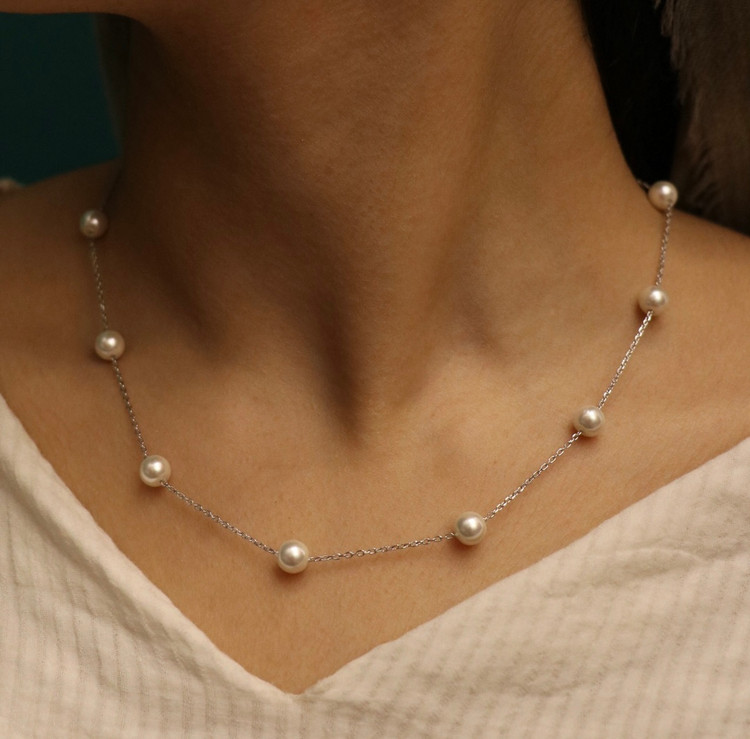 گردنبند نقره زنانه زنجیر و مروارید