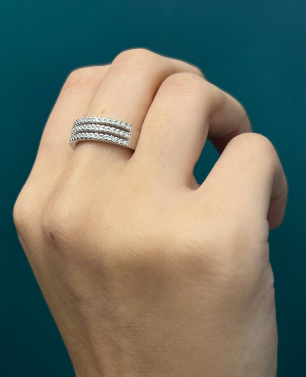 انگشتر نقره زنانه سه لاین