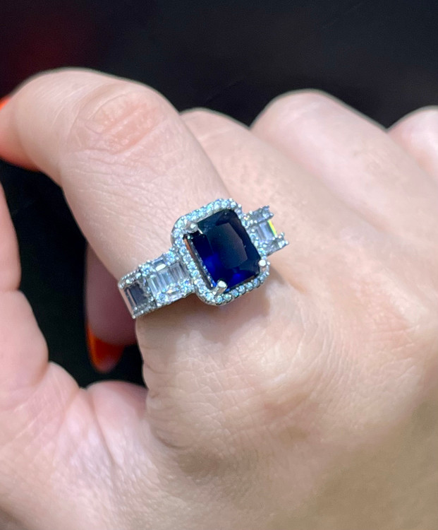 انگشتر نقره زنانه کوارتز آبی کبود