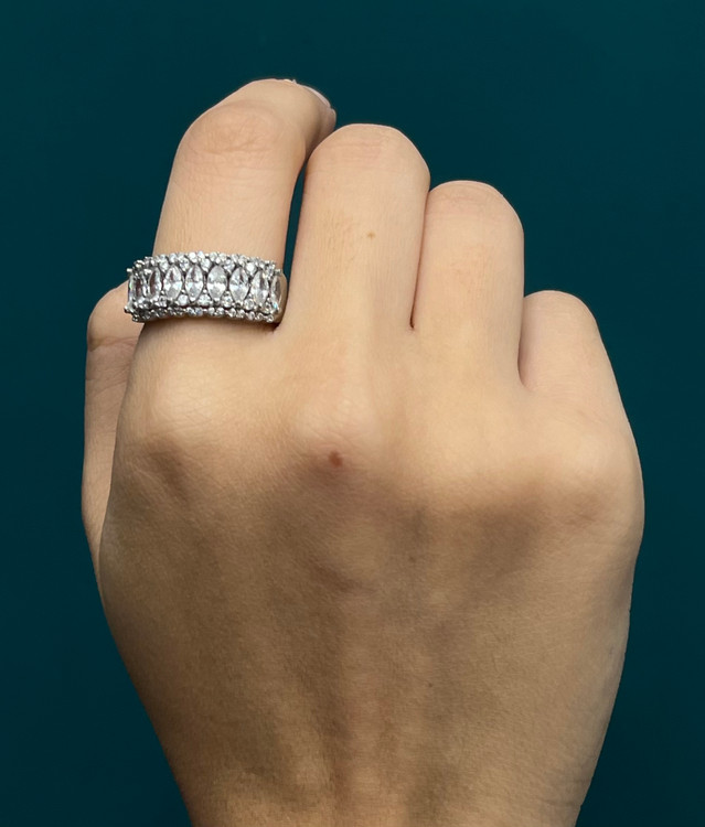 انگشتر نقره زنانه جواهری نگین مارکیز