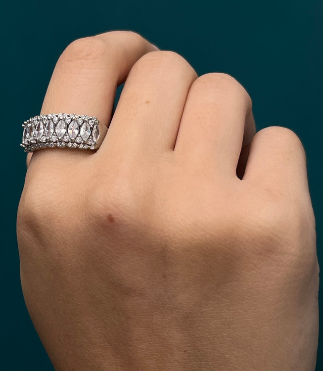 انگشتر نقره زنانه جواهری نگین مارکیز