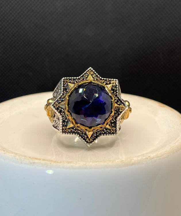 انگشتر نقره مردانه آمیتیست گنبدی خاص