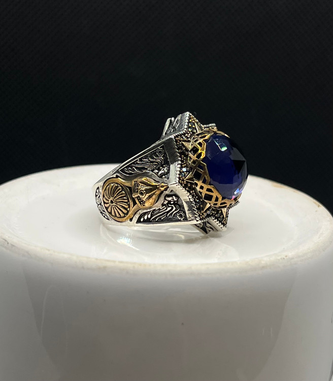 انگشتر نقره مردانه آمیتیست گنبدی خاص