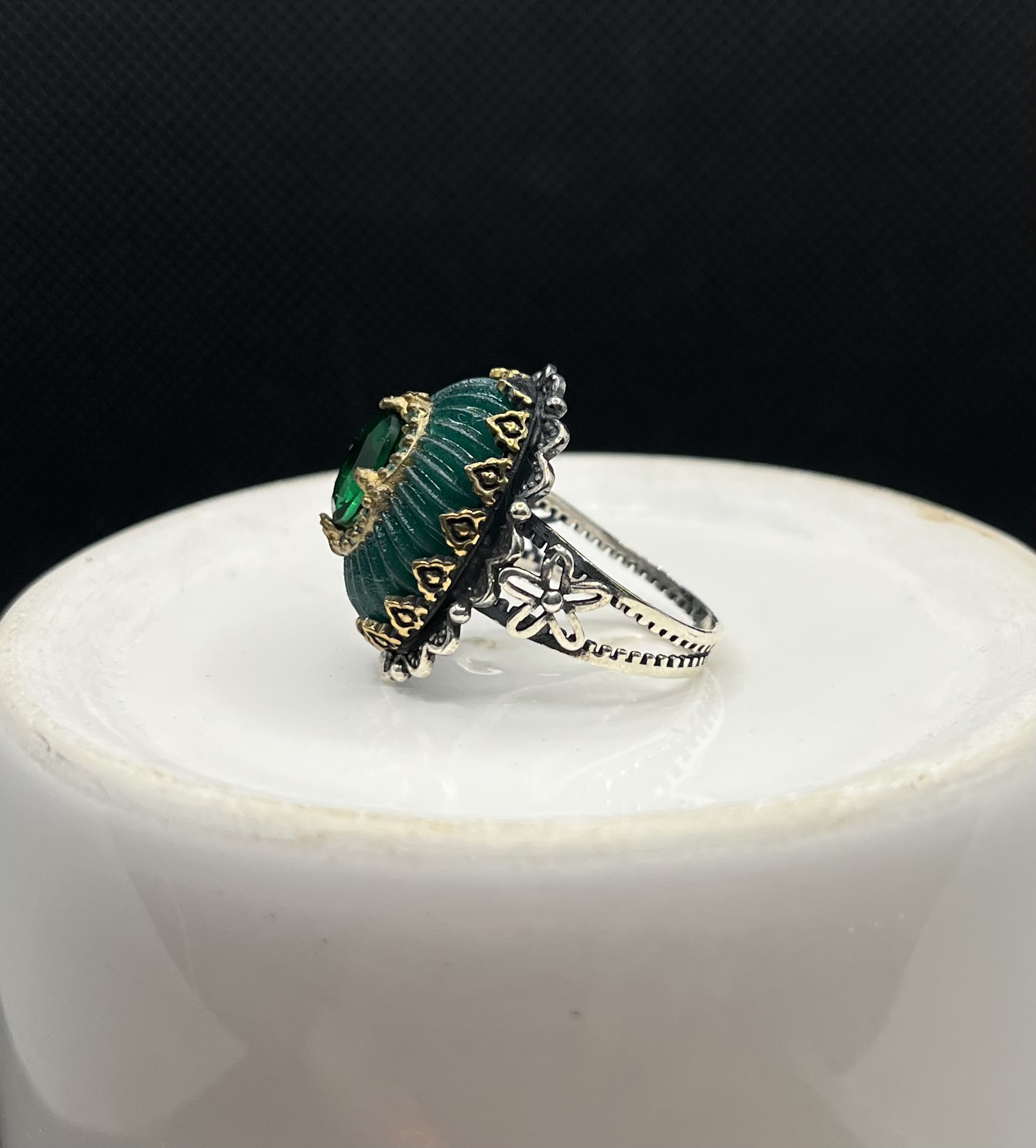 انگشتر نقره مردانه زمرد سبز عثمانی ظریف