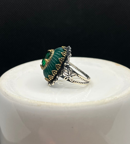 انگشتر نقره مردانه زمرد سبز عثمانی ظریف