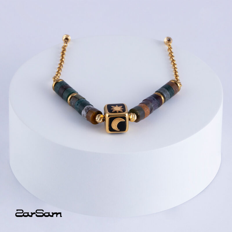 گردنبند ورق طلا زنجیر سنگ فلک