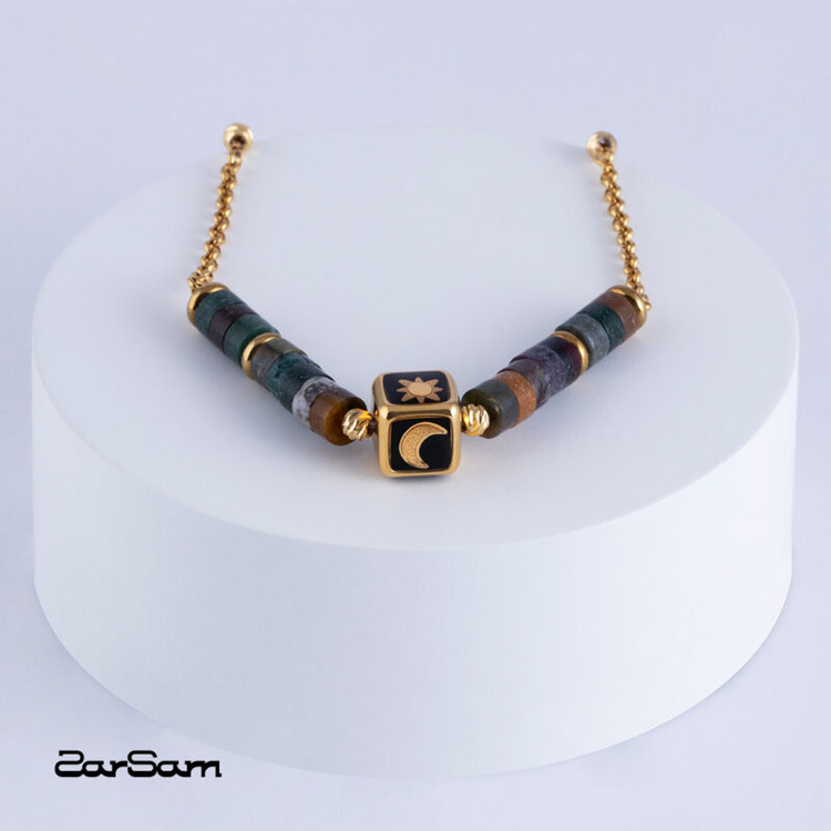 گردنبند ورق طلا زنجیر سنگ فلک