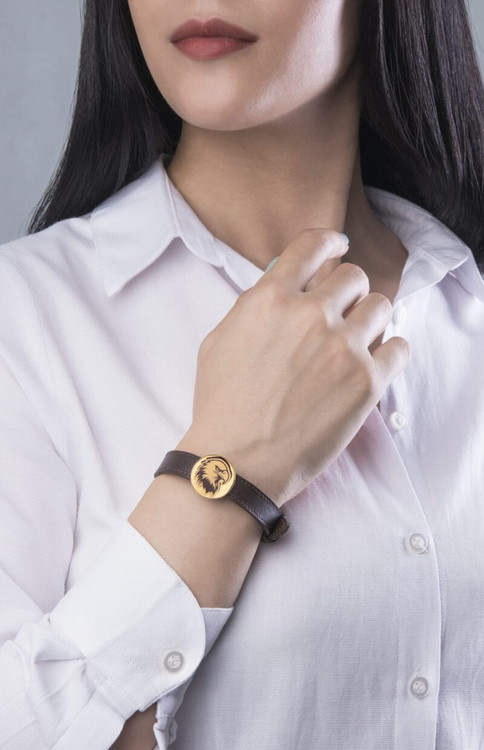 دستبند ورق طلا چرم عقاب