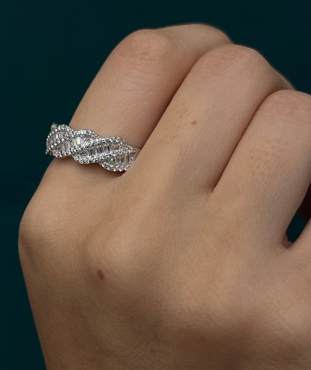 انگشتر نقره زنانه نگین باگت