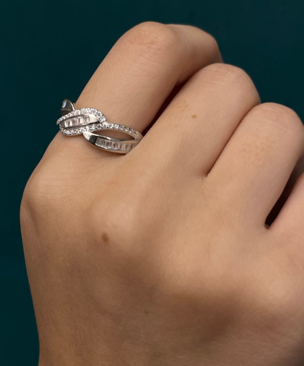 انگشتر نقره زنانه نگین باگت