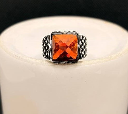 انگشتر نقره مردانه کوارتز قرمز