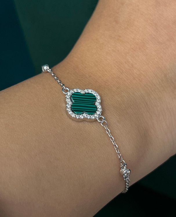 دستبند نقره ونکلیف عقیق سبز دورنگین