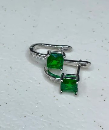 گوشواره نقره زنانه زمرد سبز