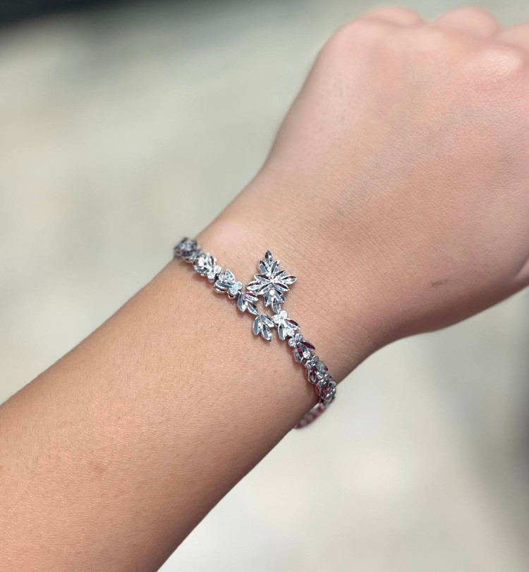 دستبند نقره خوشه ای تمام تراش