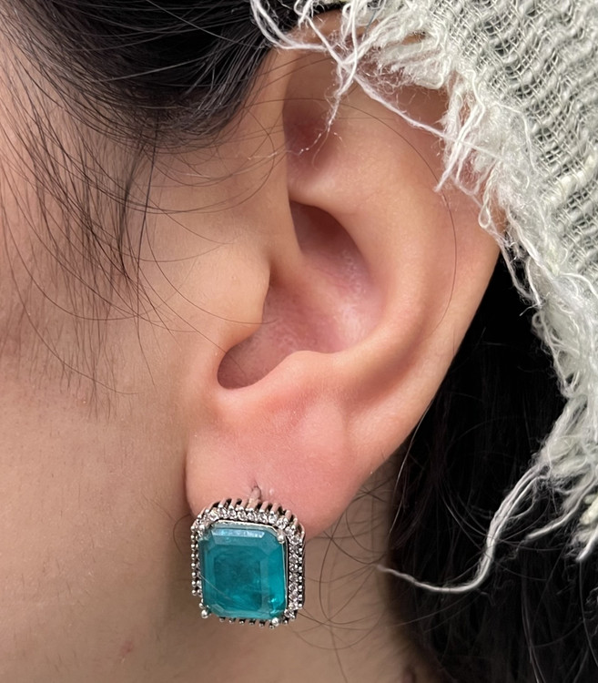 گوشواره نقره زنانه آپاتیت دورنگین